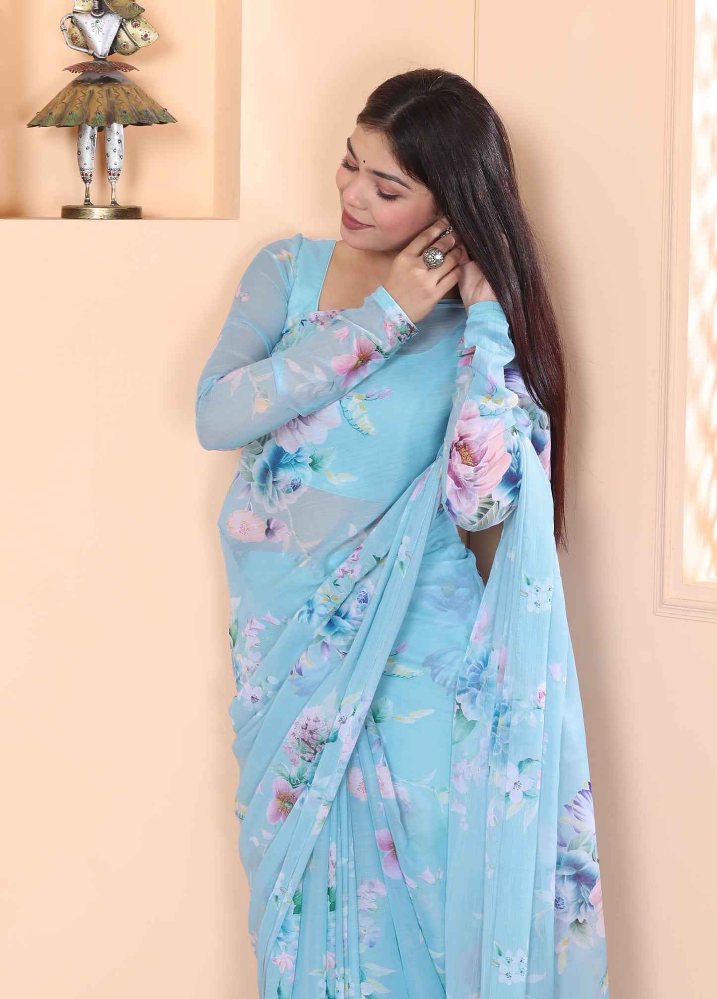 Sky Phulwari Saree