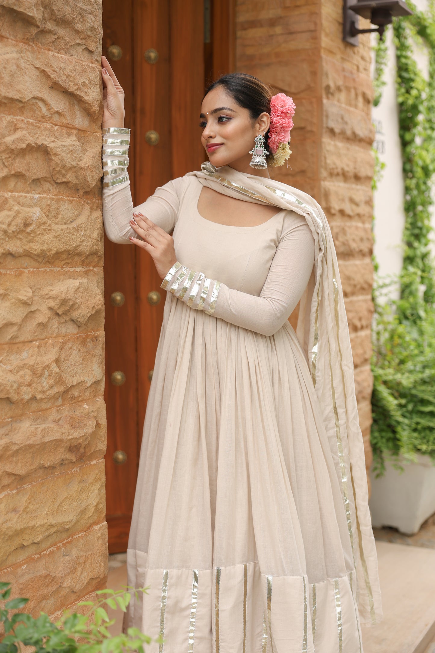 Beige Festive Anarkali