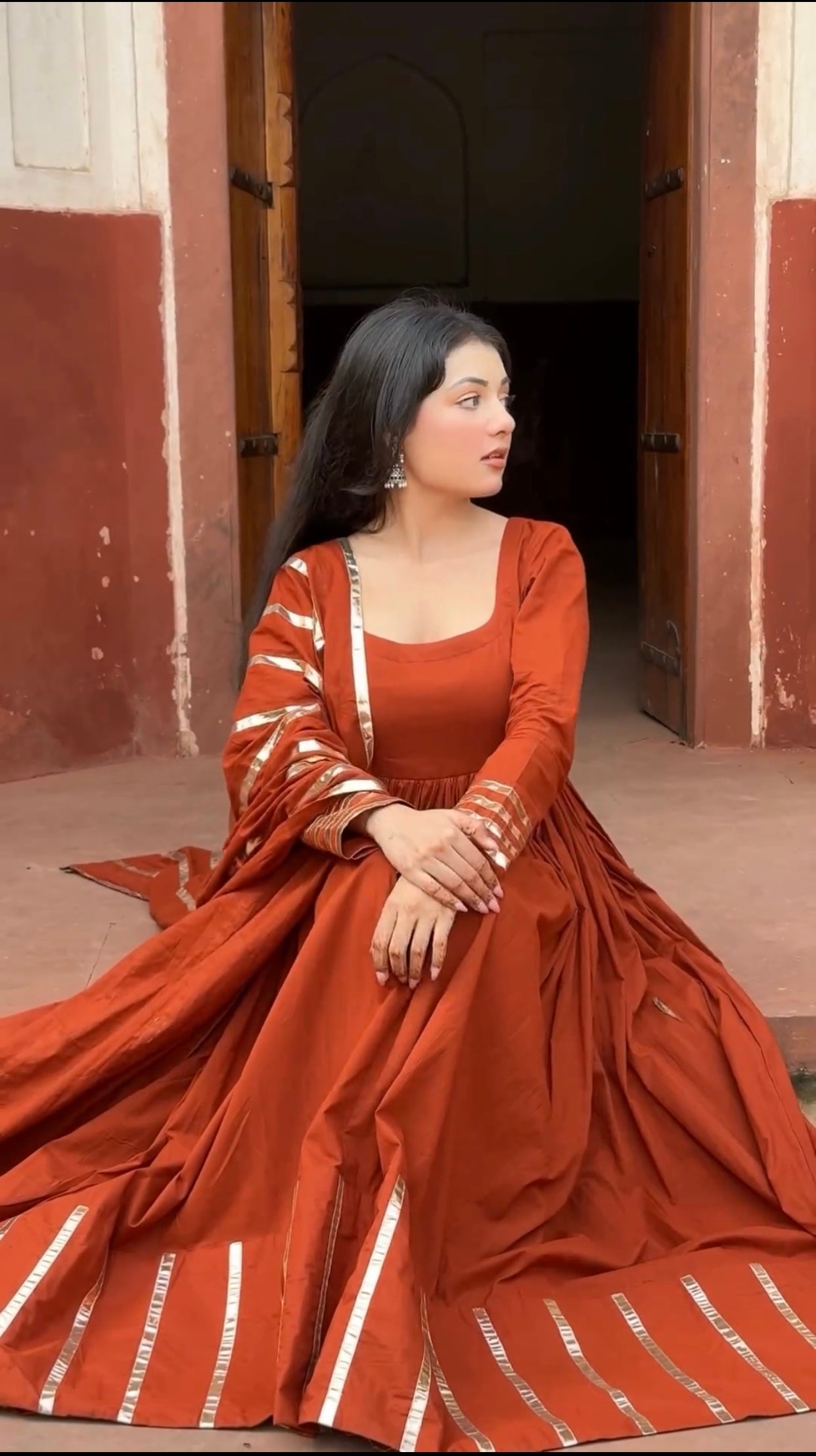 Smoky Rust Umber Anarkali