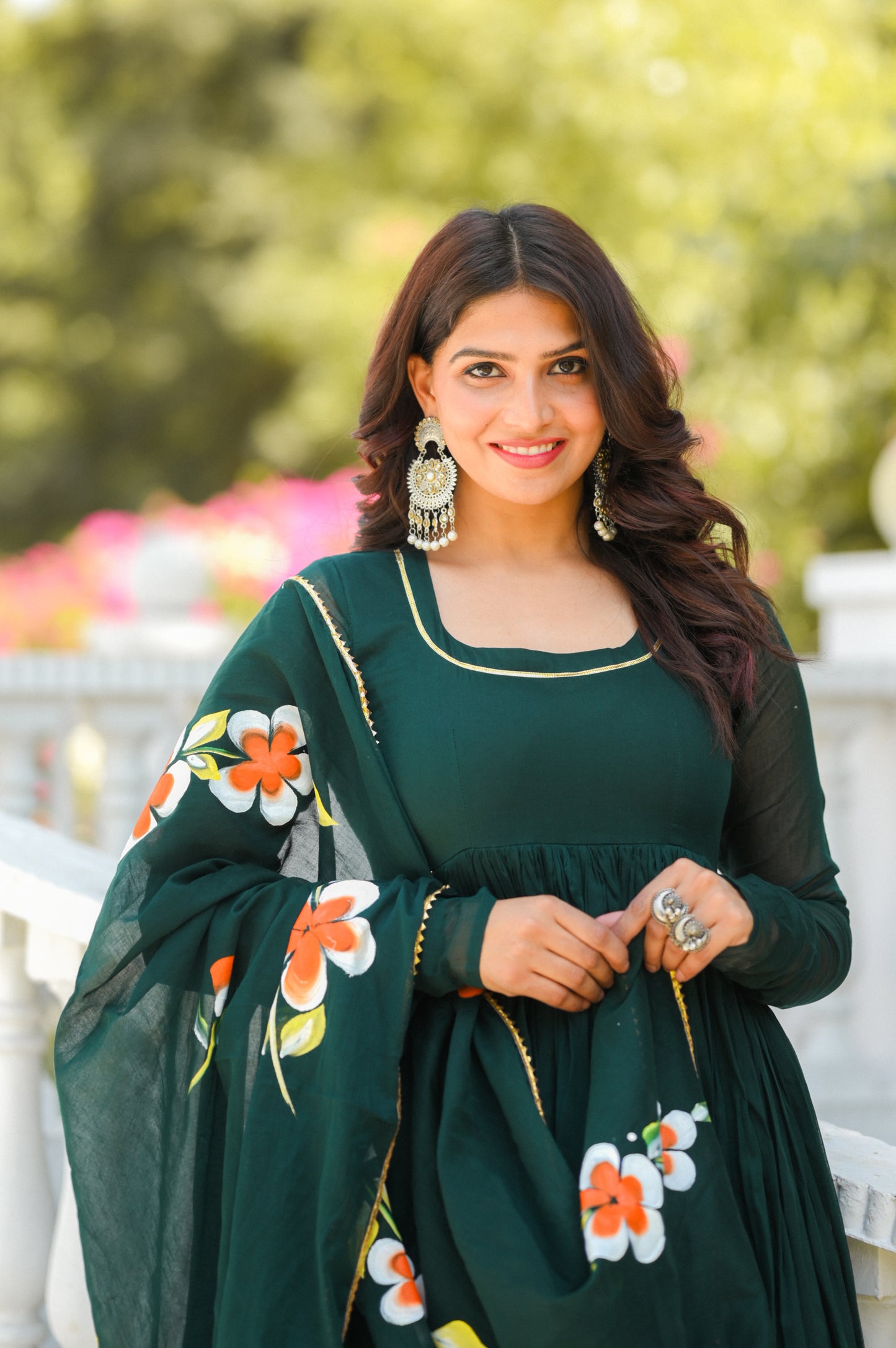 Bottle Green Paint Anarkali