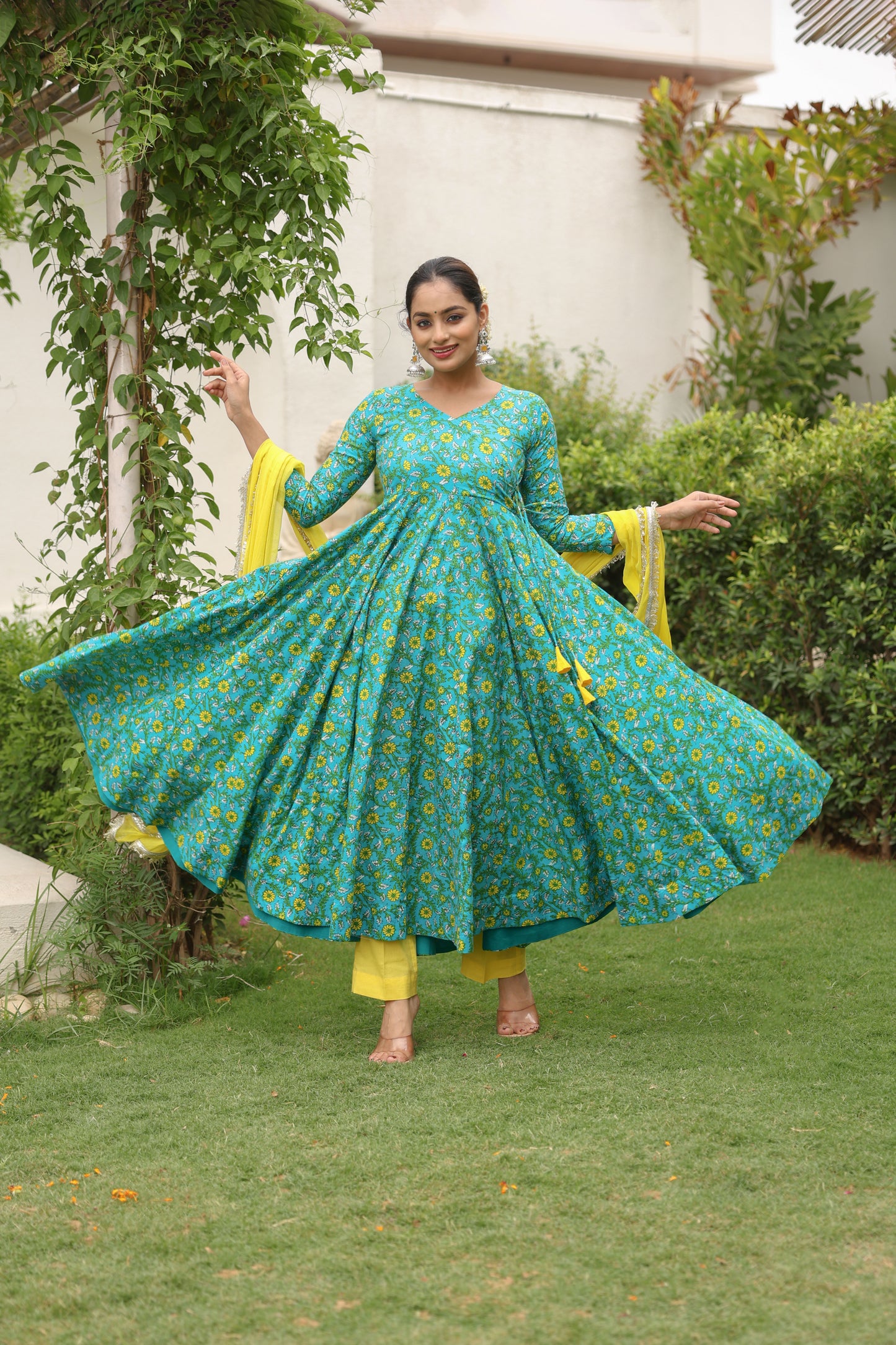 Ocean teal Anarkali