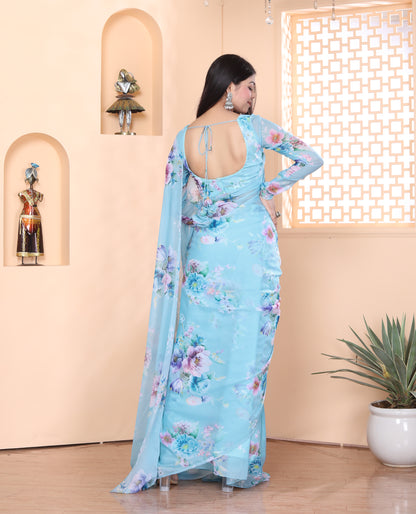 Sky Phulwari Saree