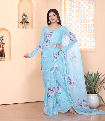 Sky Phulwari Saree