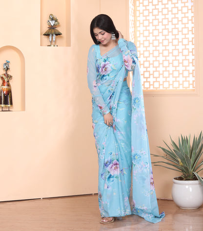 Sky Phulwari Saree