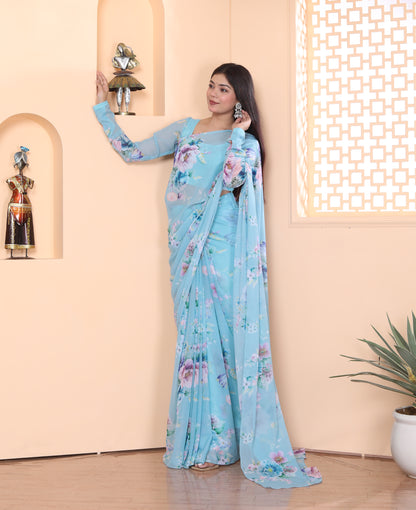 Sky Phulwari Saree