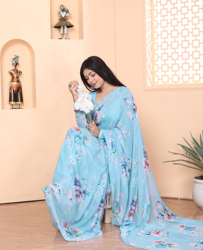 Sky Phulwari Saree
