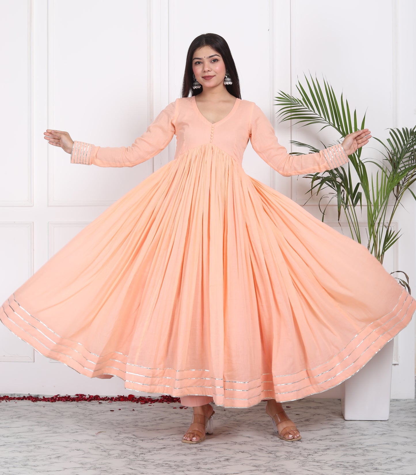 PEACH ALIA CUT ANARKALI