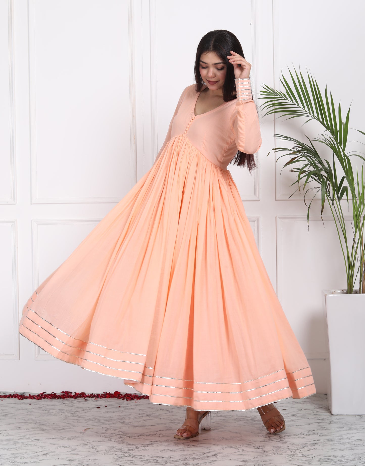 PEACH ALIA CUT ANARKALI