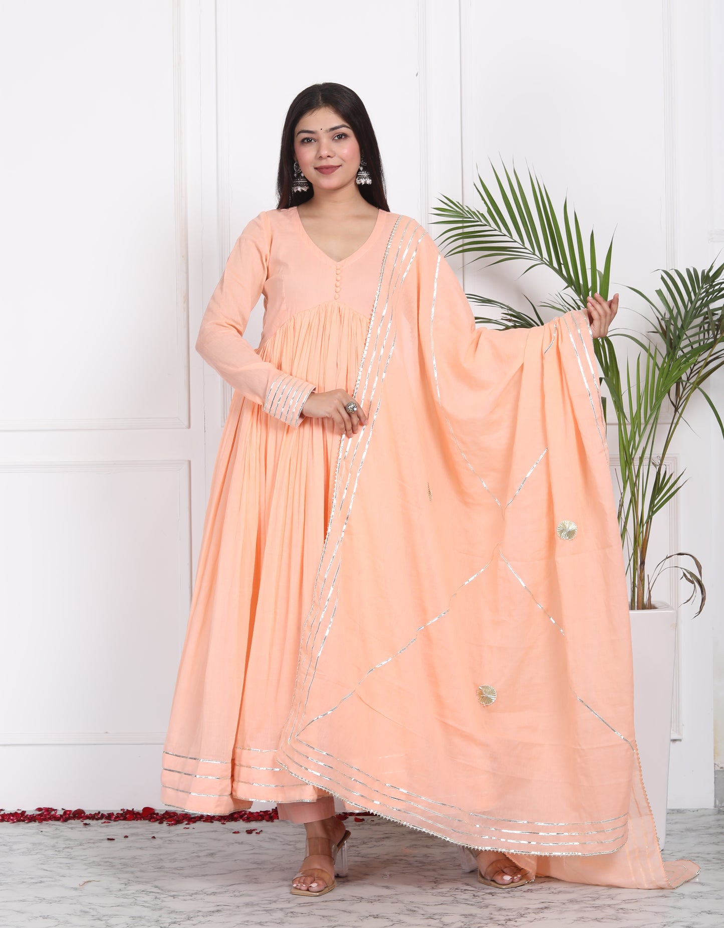 PEACH ALIA CUT ANARKALI