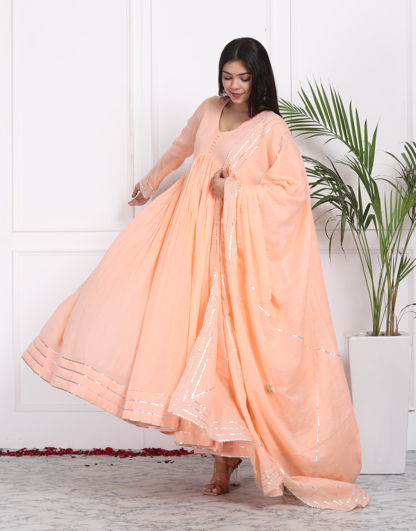 PEACH ALIA CUT ANARKALI