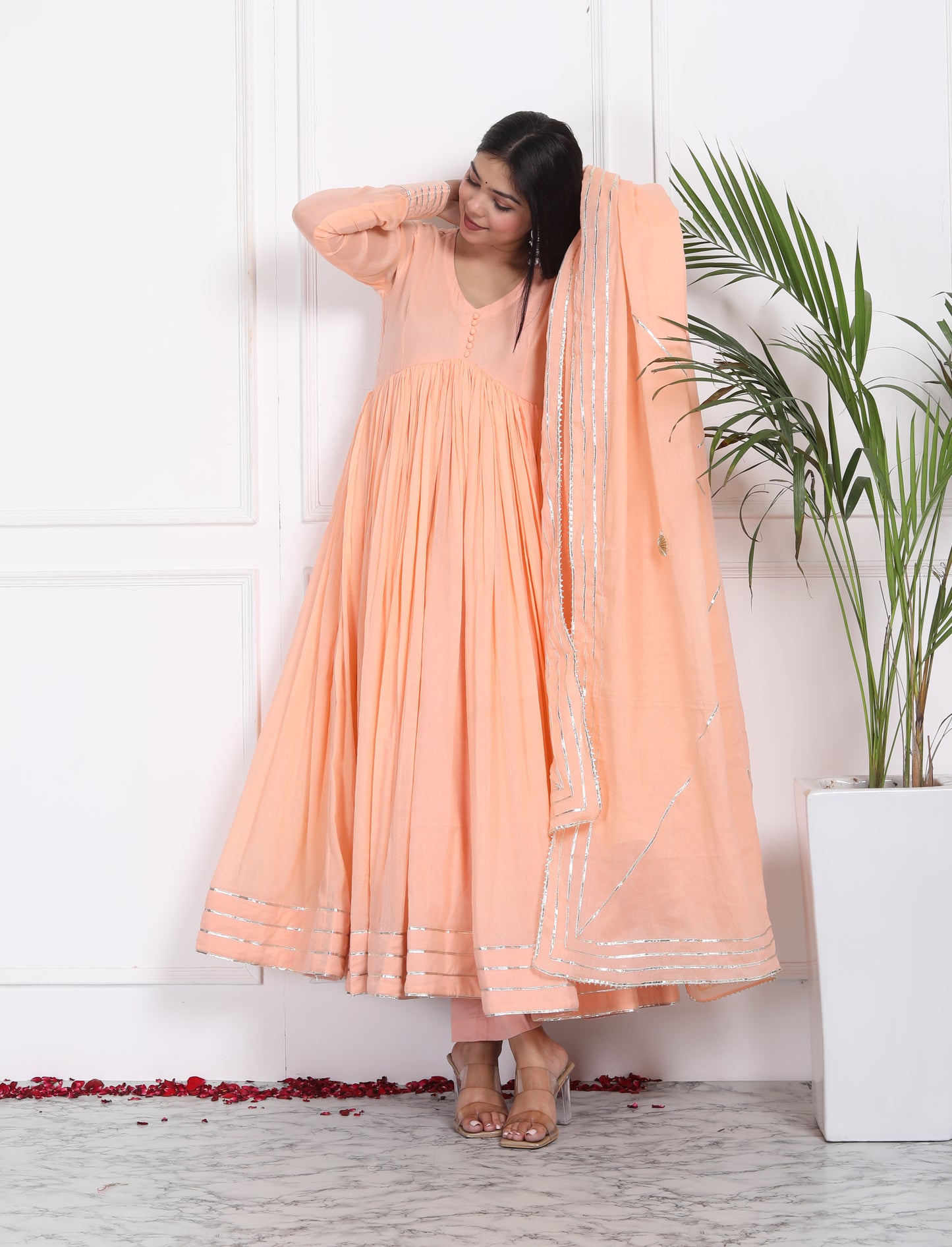 PEACH ALIA CUT ANARKALI