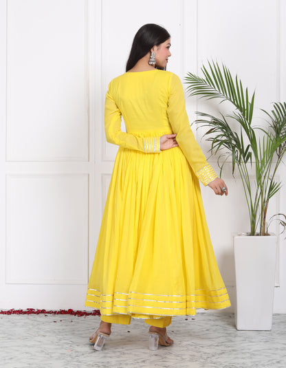 YELLOW MAL COTTON ANARKALI