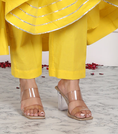 YELLOW MAL COTTON ANARKALI