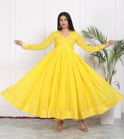 YELLOW MAL COTTON ANARKALI