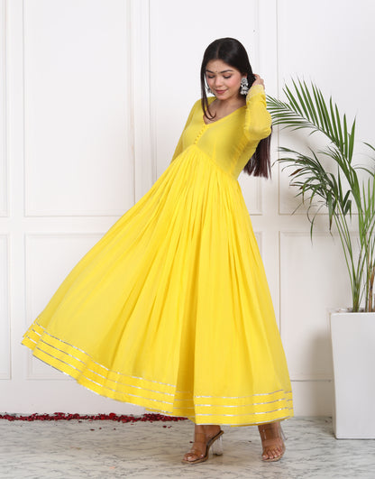 YELLOW MAL COTTON ANARKALI