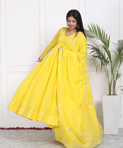 YELLOW MAL COTTON ANARKALI