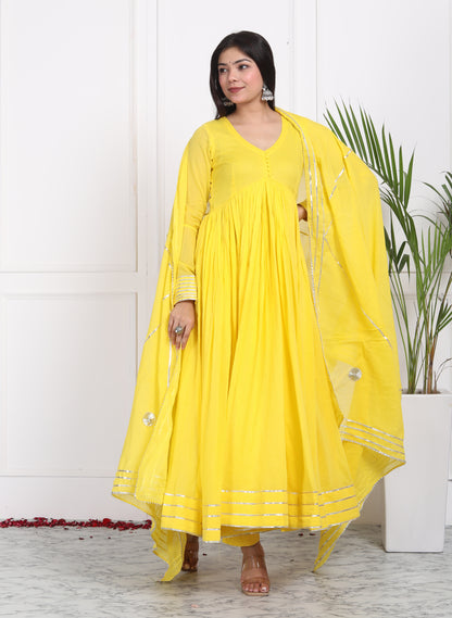 YELLOW MAL COTTON ANARKALI