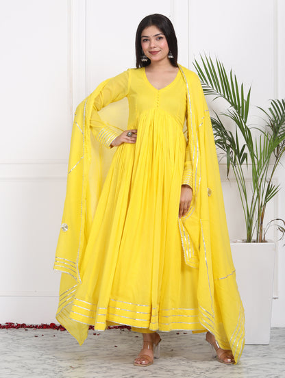 YELLOW MAL COTTON ANARKALI
