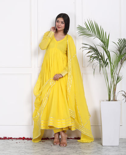 YELLOW MAL COTTON ANARKALI