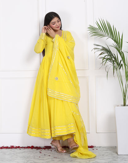YELLOW MAL COTTON ANARKALI