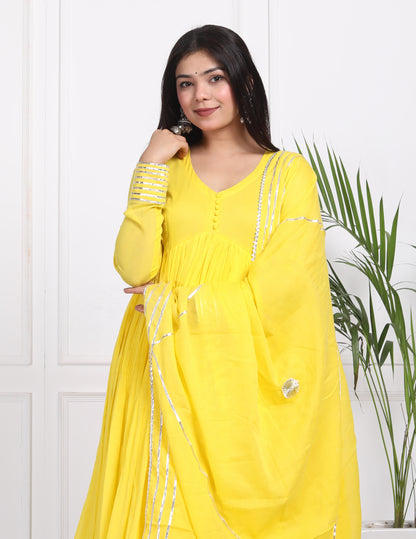 YELLOW MAL COTTON ANARKALI