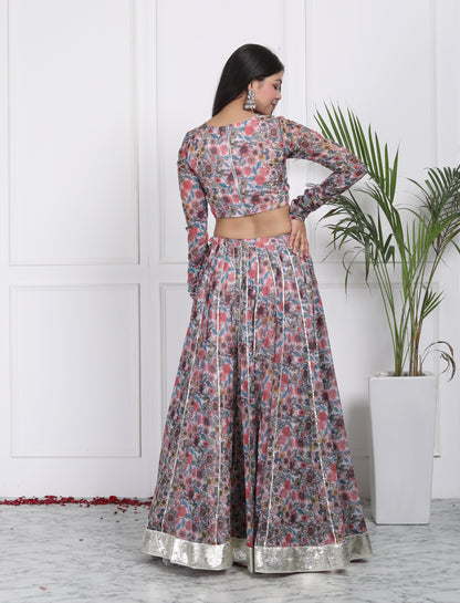 DIGITAL PRINTED CHIFFON LEHENGA