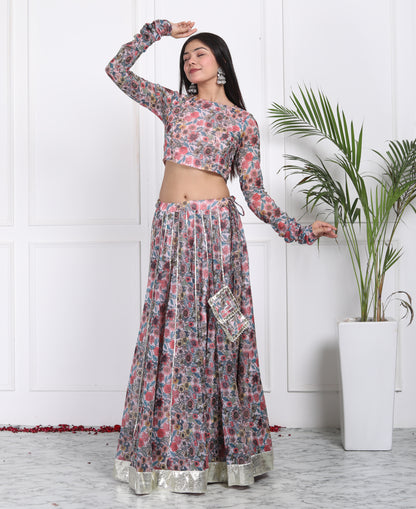 DIGITAL PRINTED CHIFFON LEHENGA