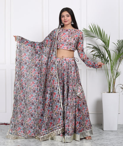 DIGITAL PRINTED CHIFFON LEHENGA