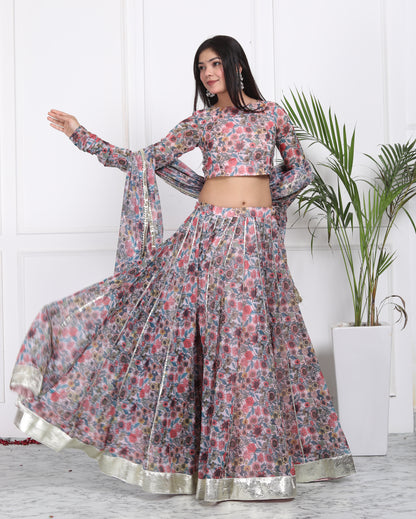 DIGITAL PRINTED CHIFFON LEHENGA