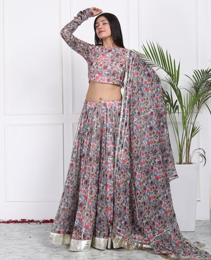 DIGITAL PRINTED CHIFFON LEHENGA