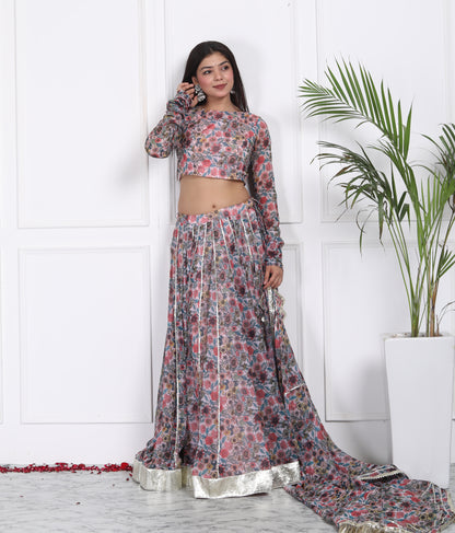 DIGITAL PRINTED CHIFFON LEHENGA