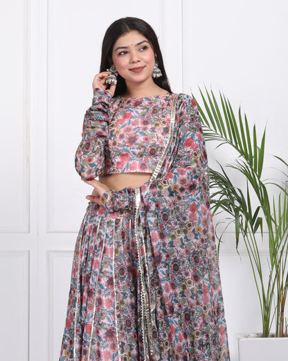 DIGITAL PRINTED CHIFFON LEHENGA