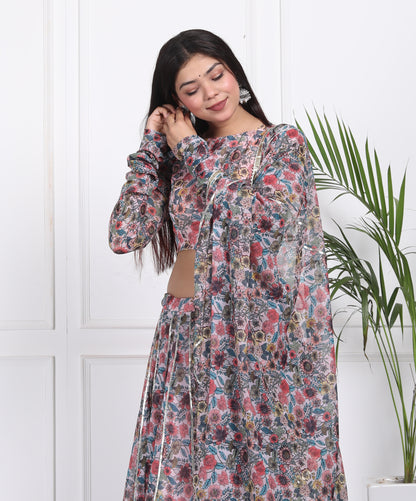 DIGITAL PRINTED CHIFFON LEHENGA