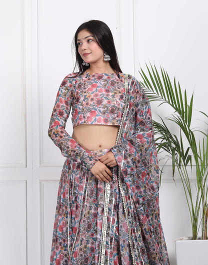 DIGITAL PRINTED CHIFFON LEHENGA