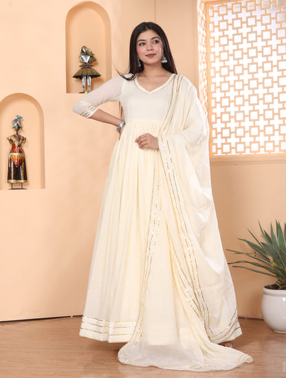 OFF WHITE MAL COTTON ANARKALI