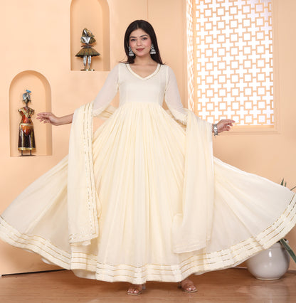 OFF WHITE MAL COTTON ANARKALI