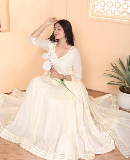 OFF WHITE MAL COTTON ANARKALI