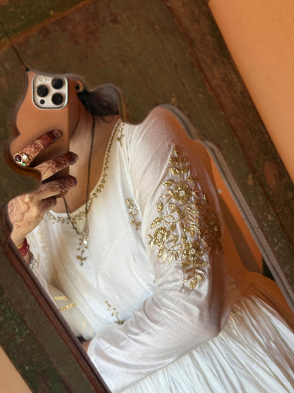 White Chandrika Anarkali