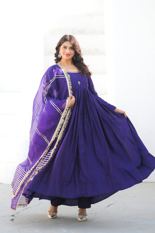 Purple Handwork Anarkali