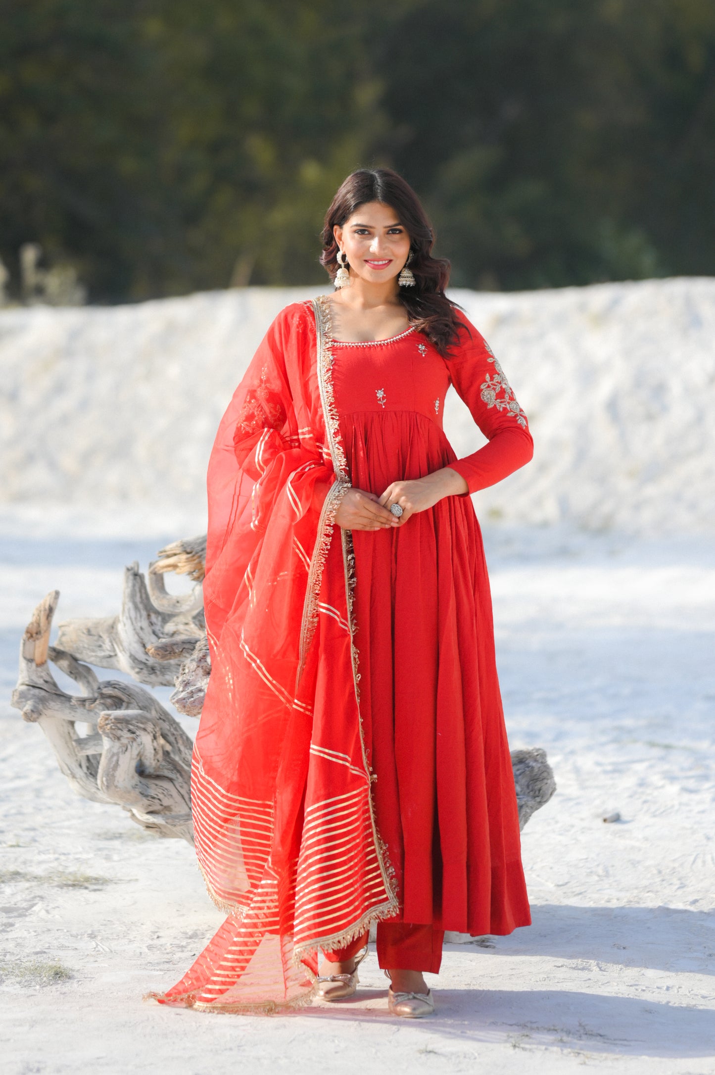 RedRosy Handwork Anarkali Suit Set