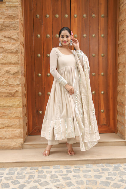 Beige Festive Anarkali