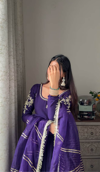Handcrafted Purple Anarkali.