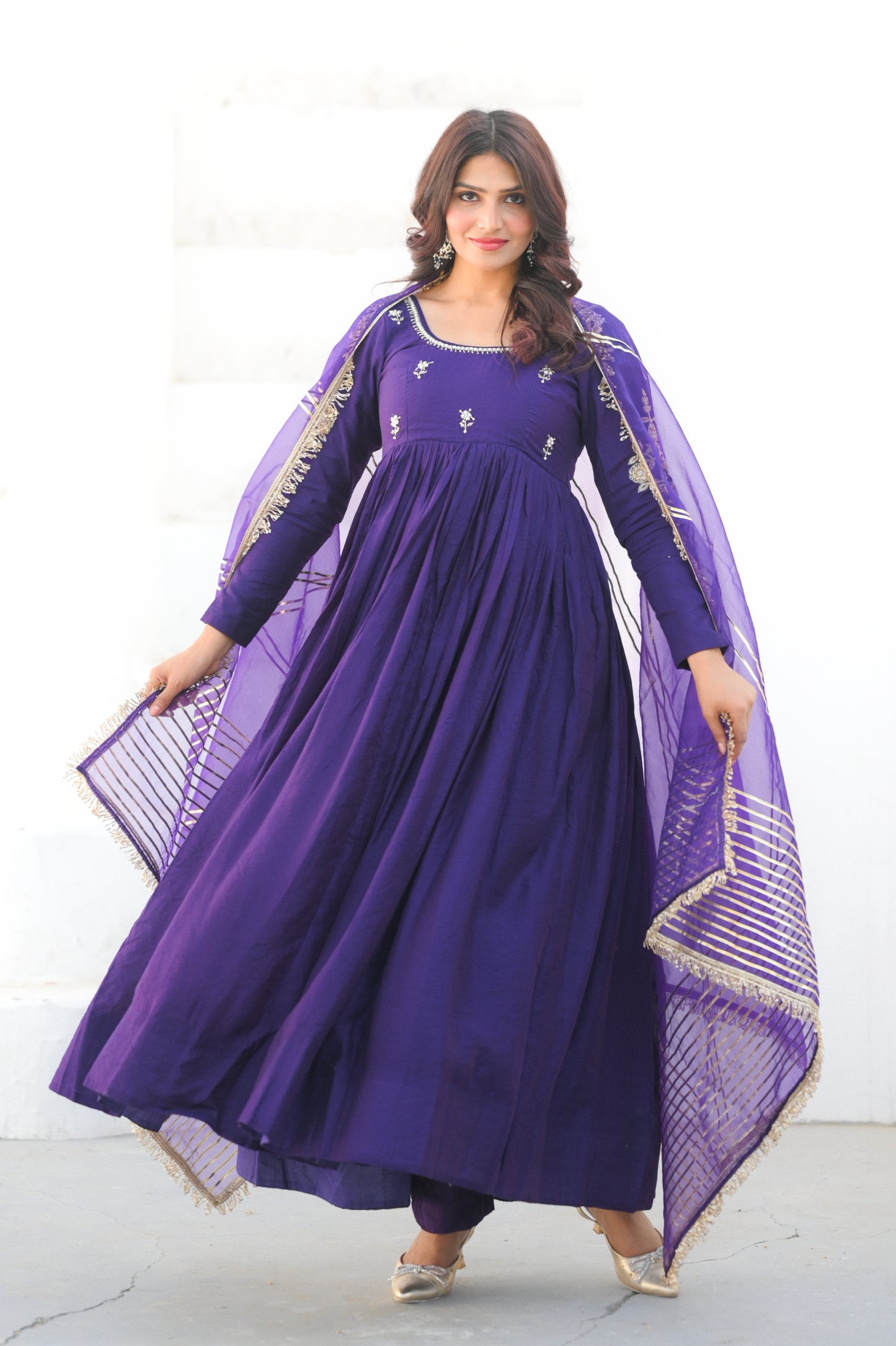 Purple Handwork Anarkali