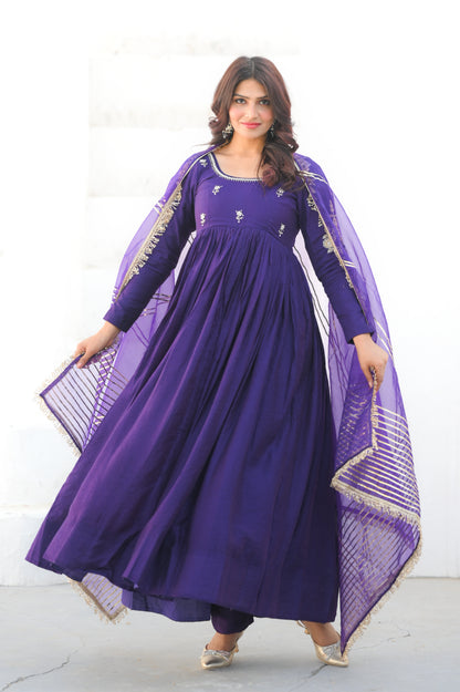 Purple Handwork Anarkali