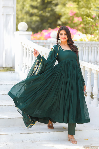 Bottle Green Paint Anarkali