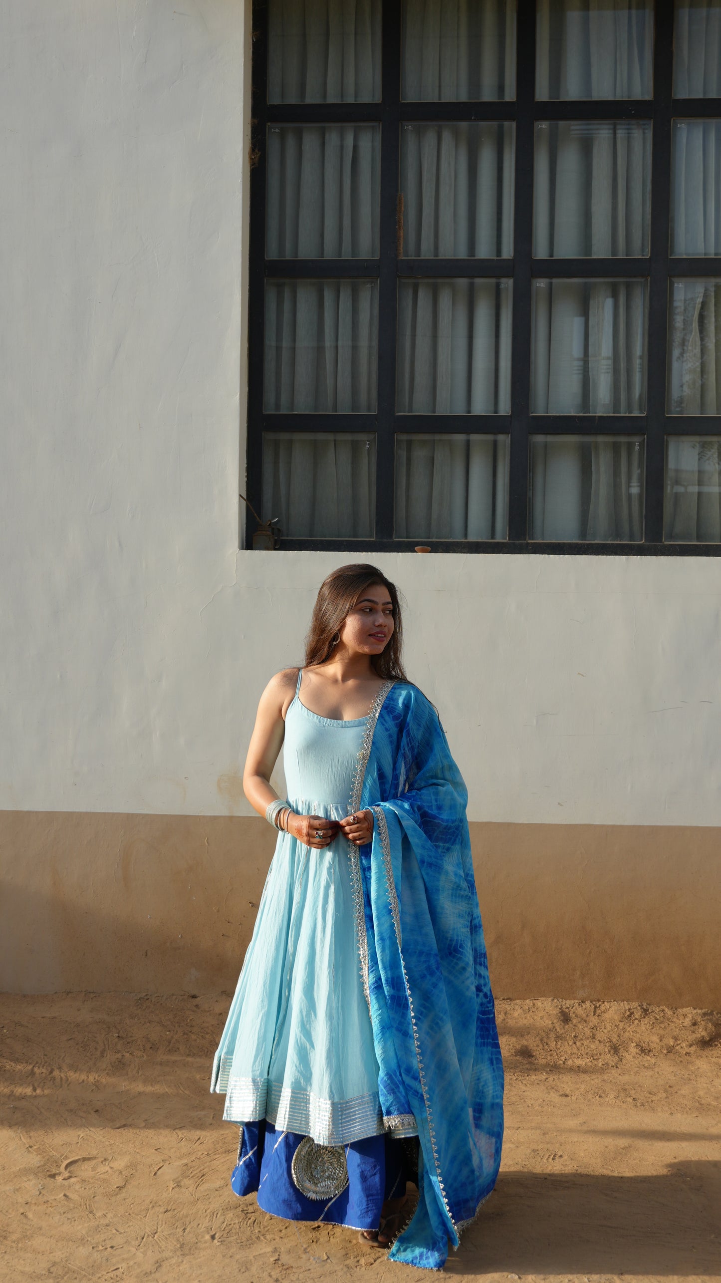 Blue Aura Layers Anarkali.