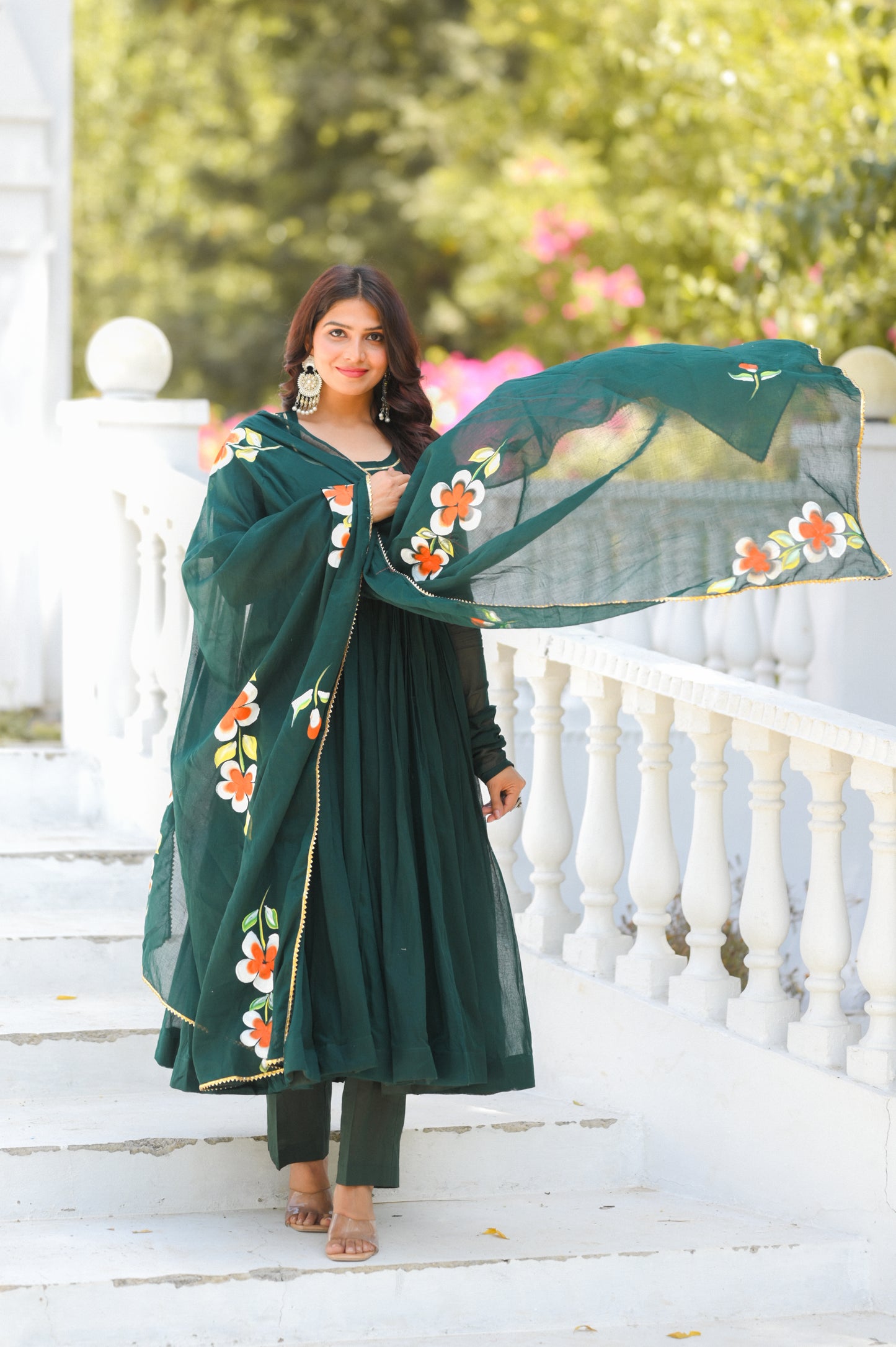 Bottle Green Paint Anarkali