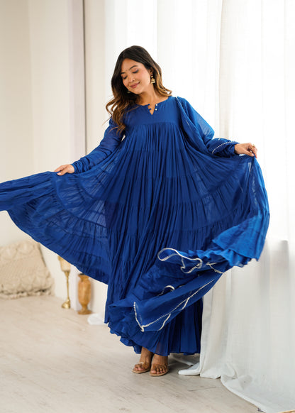 Royal Blue 8tier Anarkali.