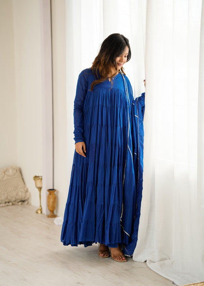 Royal Blue 8tier Anarkali.