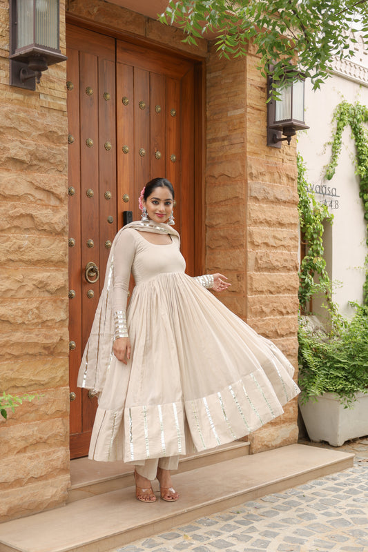 Beige Festive Anarkali